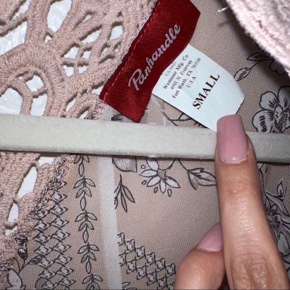 Panhandle Kimono Women Small Floral Crochet Lace Pink Top Coverup Boho Western E - Picture 2 of 5